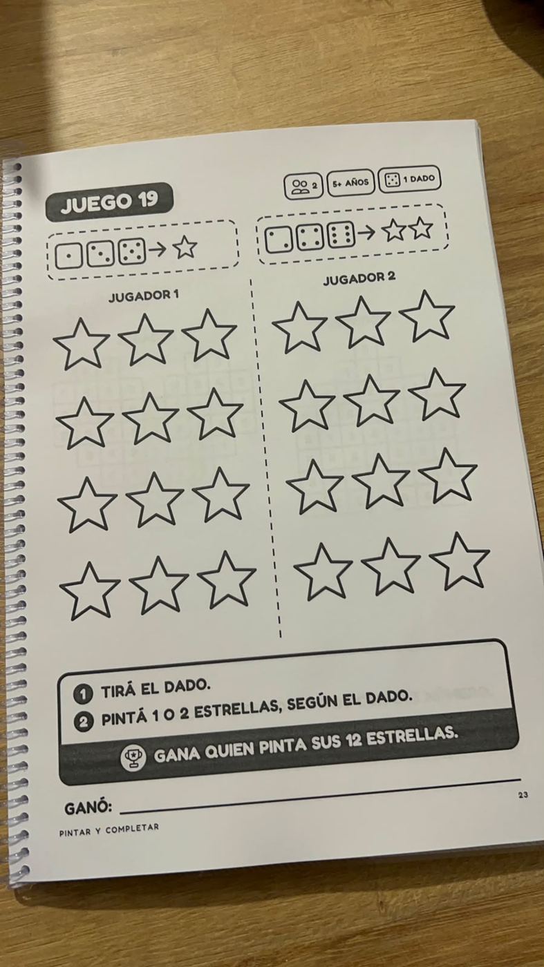 Juego 19, dos columnas de estrellas para pintar, una por jugador